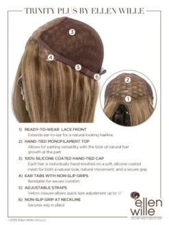 Trinity Plus Wig By Ellen Wille | Mono Top 29 Trinity Plus Wig By Ellen Wille | Mono Top -Personalized Fake Store EWTRINITY Cap Details