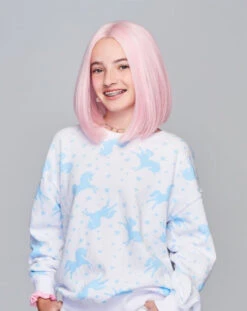 Sweetly Pink Children's Wig By Hairdo -Personalized Fake Store KIDZ SweetlyPink Model2 Front1