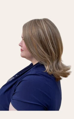 Lisa Wig By Envy | Human Hair/Synthetic Blend -Personalized Fake Store Lisa Envy DarkerBlonde Left