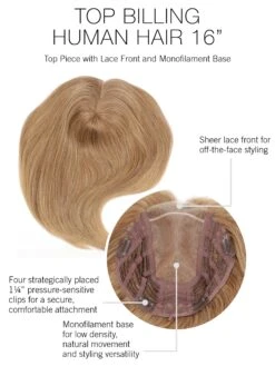 Top Billing 16" Human Hair Topper By Raquel Welch | Mono Top 26 Top Billing 16" Human Hair Topper By Raquel Welch | Mono Top -Personalized Fake Store TopBilling16inHH cap construction